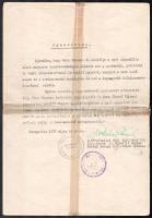 1939-1940 Beregszász, A város elöljárósága által kiállított községi bizonyítvány + Református Egyház...