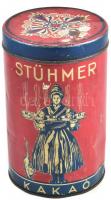 Stühmer zománcozott fém kakaós doboz, a fedele szorul, kopásokkal, horpadásokkal, m: 20 cm