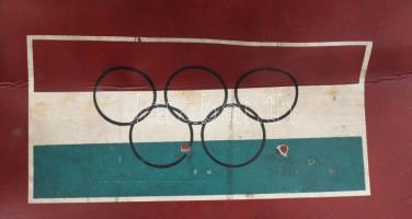 "Hungaria" feliratú olimpiai sportoló műbőr táska, kopásnyomokkal