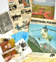 cca 1980-2000 Hőlégballonnal és repüléssel kapcsolatos papírhagyaték, nyomtatványok, újságok, oklevé...