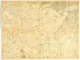 cca 1909 Munkács és környéke (Kárpátalja egy része) katonai térképe, Zone 12, Kol. XXVII., 1:75000, 38x50 cm, vászonra kasírozva