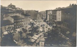 Trieste, Trieszt; Piazza e Via Barriera / square and street, trams. photo