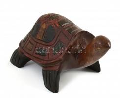Vegyes fa szobrok, figurák. keleti, faragott keményfa darabok, afrikaiak. Teknős 32x15 cm, elefántok...