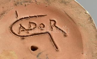 Gádor jelzéssel: Türkiz váza. Mázas kerámia, jelzett, hibátlan. finom mázrepedéshálóval. 36 cm