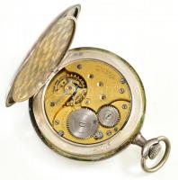 Ezüst (Ag) omega zsebóra. Jelzett, monogramos tok, jelzett szerkezet. Elindul, de tisztításra szorul...