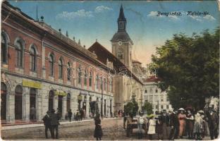 1939 Beregszász, Beregovo, Berehove; Kálvin tér, üzletek / square, shops (Rb)