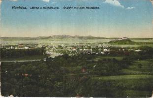 1921 Munkács, Mukacheve, Mukacevo; látkép a Kárpátokkal / Ansicht mit den Karpathen / general view with Carpathian Mountains (EB)