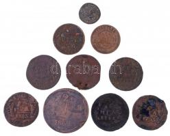Orosz Birodalom 10db-os vegyes érmetétel az 1700-as és az 1800-as évekből T:3- Russian Empire 10pcs mixed coin lot from the 18th and 19th century C:VG