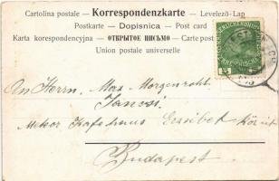 1915 Ljubljana, Laibach; Spitalske ulice / street view, tram, castle s: M. Ruppe (EB)