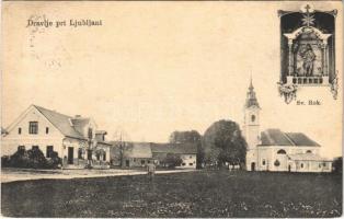 1917 Dravlje (Ljubljana, Laibach); Sv. Rok / street, church, altar. Franc Kunc Fotograf (EK)