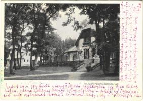 1941 Sopron, a DTE (Dunántúli Turista Egyesület) Hatvan Ferenc turistaháza, erdei fenyves penzió. Diebold Károly felvétele (kis szakadás / small tear)