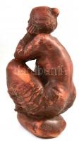 Tóth Valéria (1943- ): Merengő. Jelzett, festett terrakotta m: 26 cm