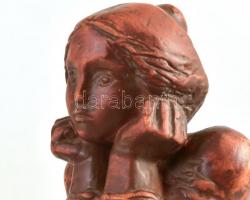 Tóth Valéria (1943- ): Merengő. Jelzett, festett terrakotta m: 26 cm