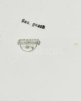 Wilhelmsburg nagy méretű üveg fedeles fajansz tál, szellőző nyílásokkal. Jelzett, kis lepattanással ...