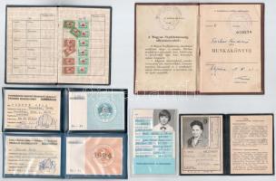 cca 1928-90 össz. 10 db okmány: 1968 MÁV fényképes igazolvány, 1955 munkakönyv, 1928 bejelentést iga...