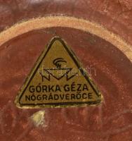 Gorka Géza (1894-1971): Barna füles váza. Festett, mázas kerámia, jelzett (Nógrádverőce), hibátlan. ...