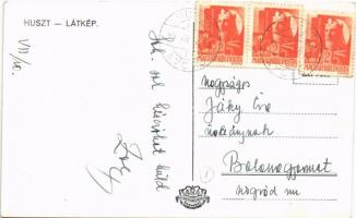 1944 Huszt, Chust, Khust; kétnyelvű bélyegzés / bilingual cancellation