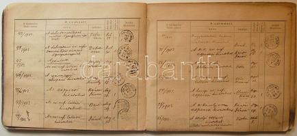 1900-1910 Vitkai lekipásztori hovatal betelt postakönyve Vitka és Nagydobos bélyegzésekkel