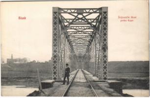 Sziszek, Sisak, Sissek; Zeljeznicki Most preko Kupe / Vasúti híd a Kulpa folyón / railway bridge crossing river Kupa (fl)