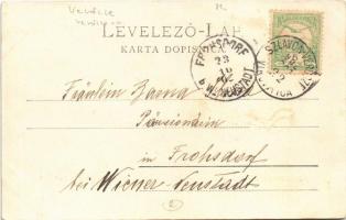 1902 Verőce, Virovitica; Trg bana Jelacica / square / tér + "SZALVON-VERŐCE VIROVITICA" ké...