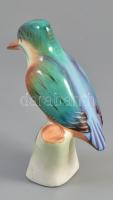 Aquincum porcelán jégmadár, kézzel festett, jelzett, hibátlan, h: 13 cm