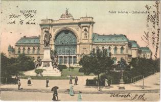 1905 Budapest VII. Keleti pályaudvar, vasútállomás, Baross szobor