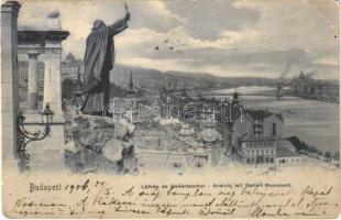 1906 Budapest I. Látkép és Gellért szobor, Tabán, Döbrentei tér, Lánchíd, Királyi vár (EK)