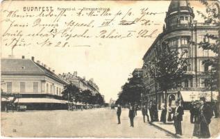 1903 Budapest VIII. Kerepesi út (mai Rákóczi út 1.), Nemzeti színház és bérháza, üzletek (fa)
