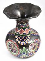 Baán jelzéssel: váza, mázas kerámia, kézzel festett, mázhibákkal, apró kopásnyomokkal, jelzett, m: 17 cm
