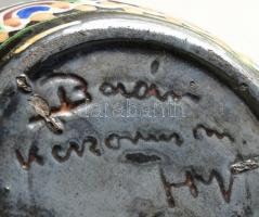 Baán jelzéssel: váza, mázas kerámia, kézzel festett, mázhibákkal, apró kopásnyomokkal, jelzett, m: 1...