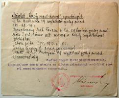 1917 Hivatalos másolat Károly csapatkereszt viselére jogosító igazolványról