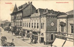 1911 Szabadka, Subotica; Aranybárány szálloda, drogéria, Turul cipőgyár üzlete / hotel, shops