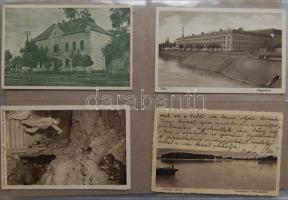 147 db háború előtti magyar városképes lapból álló képeslapgyűjtemény mappában