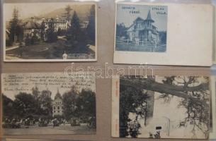 147 db háború előtti magyar városképes lapból álló képeslapgyűjtemény mappában