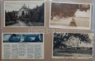 147 db háború előtti magyar városképes lapból álló képeslapgyűjtemény mappában