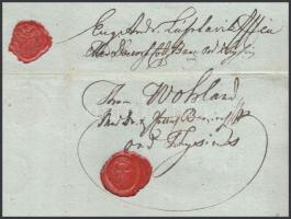 1840 Körmöcbányai vonatkozású reverzális kettő címeres viaszpecséttel