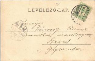 1906 Zombor, Sombor; tér, Vadászkürt Fernbach ház, kávéház és szálloda, piac. Schön Adolf kiadása / ...