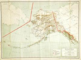 cca 1900 Alaszka térkép, összeállította és rajzolta Daniel OHare, Andrew B. Graham Co., Lithographers, Washington D.C., 68x93 cm, vasútvonal ceruzával jelölve, lapszéli kisebb szakadásokkal, tulajdonosi bélyegzőkkel