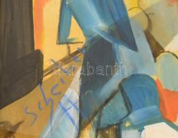 Scheiber jelzéssel: Forgatag. Vegyes technika, papír. Sérült, üvegezett fa keretben. 81,5x59 cm