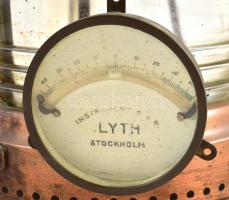 Óriás hajólámpa, viharlámpa. Réz, üveg. XX. sz. eleje.  Jelzett (Garamszegi Budapest) 70 cm (teljes ...