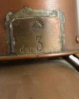 Óriás hajólámpa, viharlámpa. Réz, üveg. XX. sz. eleje.  Jelzett (Garamszegi Budapest) 70 cm (teljes ...