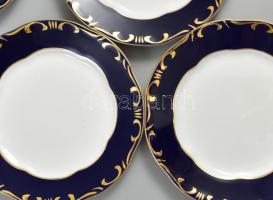 Zsolnay Pompadour I. mintás porcelán süteményes készlet. Kézzel festett, jelzett, hibátlan. Tál mére...