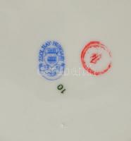 Zsolnay Pompadour I. mintás porcelán süteményes készlet. Kézzel festett, jelzett, hibátlan. Tál mére...