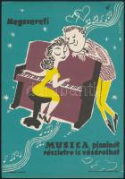 Pusztai Pál (1919-1970): Megszereti, Musica Pianinot részletre is vásárolhat, Állami Nyomda, villamosplakát, 23,5×16,5 cm