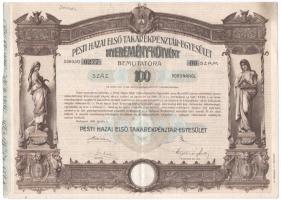 Budapest 1906. "Pesti Hazai Első Takarékpénztár-Egyesület" 100K-ról szóló nyereménykötvény...