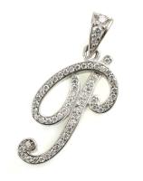 Ezüst(Ag) "P" köves függő, jelzett, 3×1,5 cm, bruttó: 2,6 g