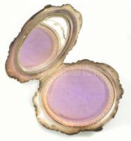 Ezüst (Ag) púderkompakt geometrikus és virág díszítéssel. Jelzett. br: 102 g, 9x8,5 cm