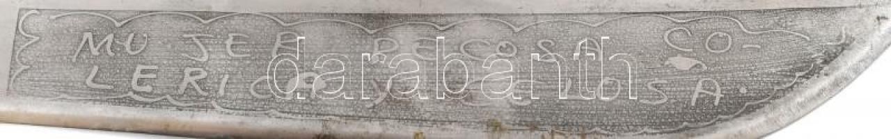 Nagy méretű mexikói bozótvágó kés (53 cm), bőr tokkal