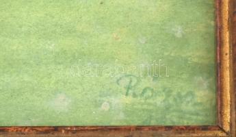 Rózsa jelzéssel: Margitszigeti rét, háttérben a víztoronnyal. Akvarell, ceruza, papír. Üvegezett, ko...