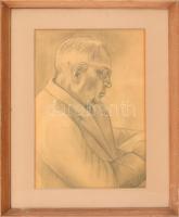 H.R.I. jelzéssel: Halbrohr Gábor építész portréja. Ceruza, papír. Üvegezett, kissé kopott fa keretben. 39x27,5 cm